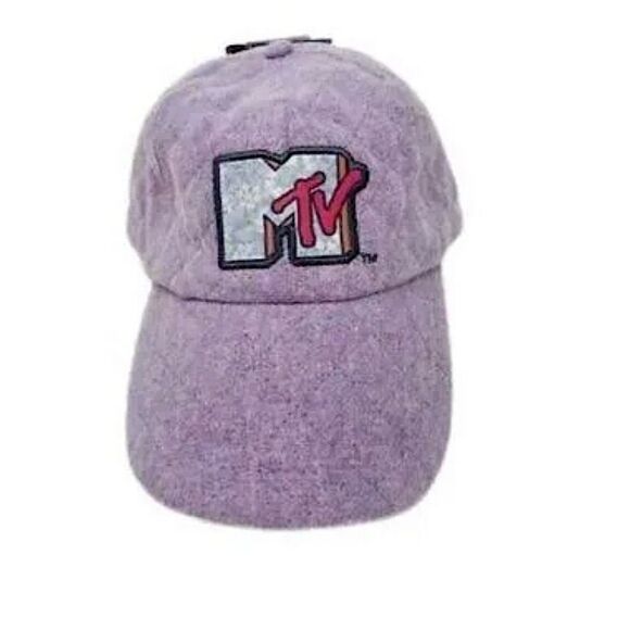 Women's Mtv lavender purple Quilted Fleece wool blend Baseball Hat unisex - Picture 1 of 7